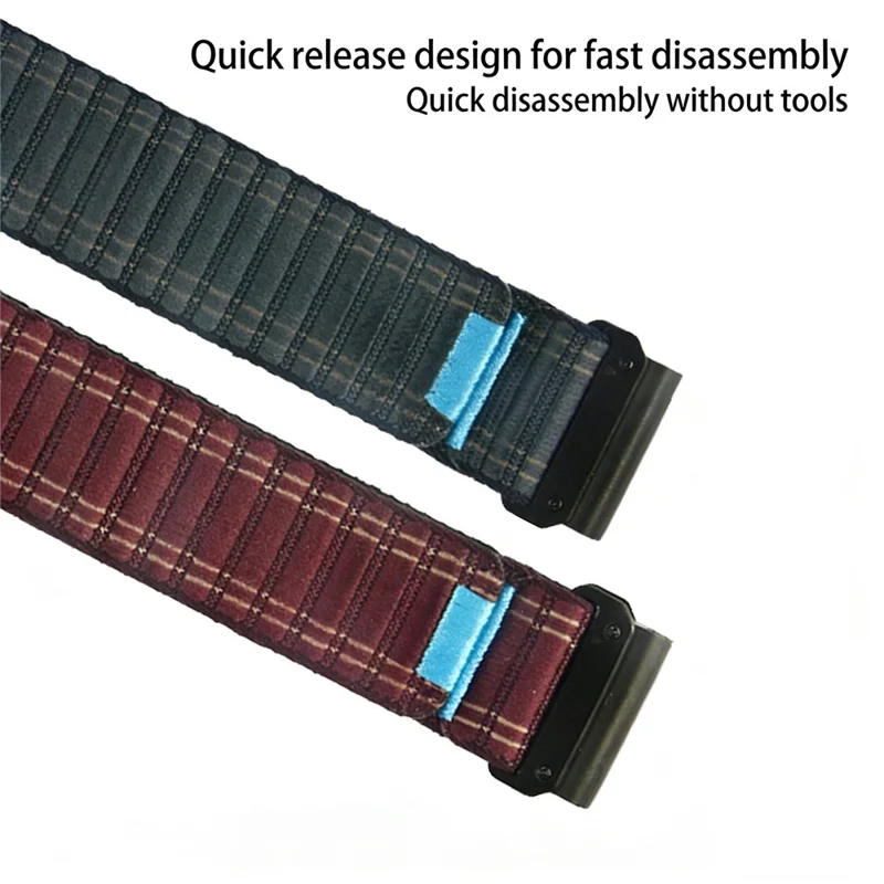 22mm Magic Tape Band for Garmin Tactix 8 47mm / Fenix 8 47mm / Fenix E 47mm Wavy Texture Nylon Loop Watch Strap - Dark Blue