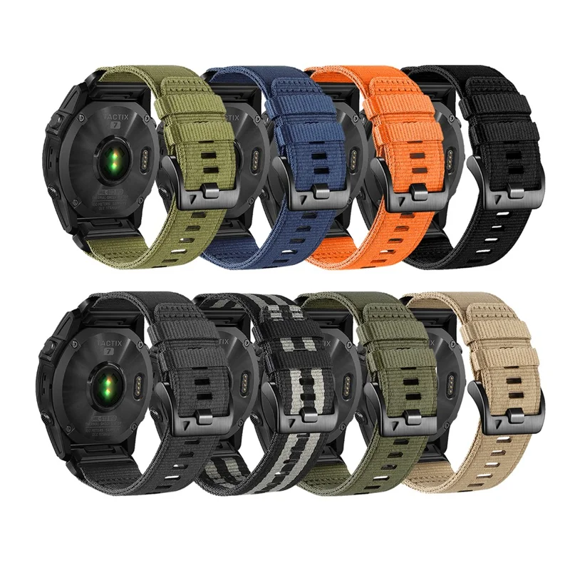 22mm Tactical Watch Band for Garmin Tactix 8 47mm / Fenix 8 47mm / Fenix E 47mm Quick Release Nylon Strap - Olive Green