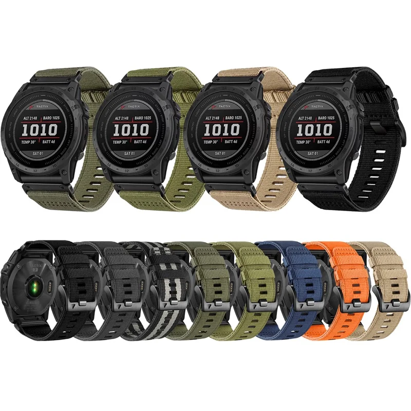 22mm Tactical Watch Band for Garmin Tactix 8 47mm / Fenix 8 47mm / Fenix E 47mm Quick Release Nylon Strap - Olive Green