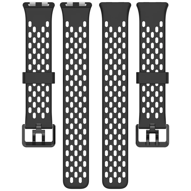 Дышащий силиконовый ремешок с отверстиями для Huawei Band 11 / 11 Pro / 11 NFC / 11 Pro NFC спортивный ремешок для часов — черный