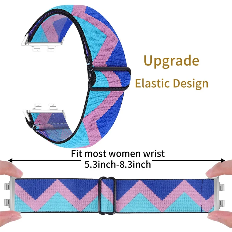 Sangle élastique réglable pour Huawei Band 11 / 11 Pro avec motif imprimé, sangle en nylon ajustable avec connecteur argenté - 1#