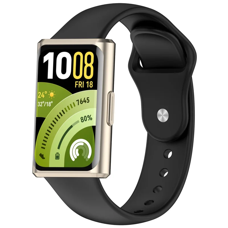 Silicone Watch Band for Huawei Band 11 / 11 Pro / 11 NFC / 11 Pro NFC Reverse Buckle Wrist Strap - Black