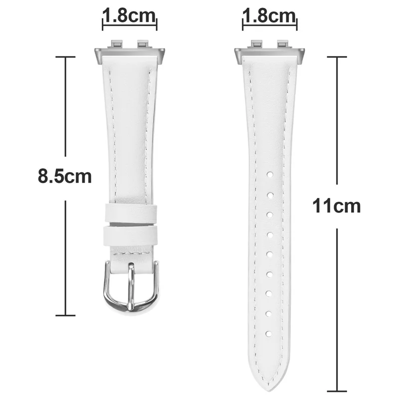 Watch Band for Huawei Band 11 Pro NFC / 11 NFC / 11 Pro / 11 Silver Buckle Slim Leather Strap - White