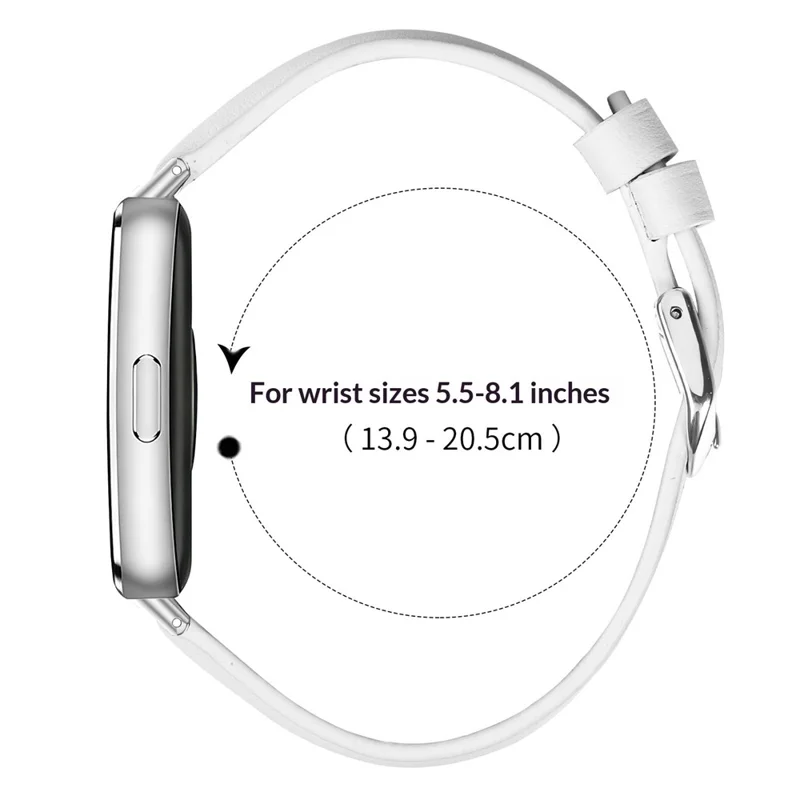 Watch Band for Huawei Band 11 Pro NFC / 11 NFC / 11 Pro / 11 Silver Buckle Slim Leather Strap - White