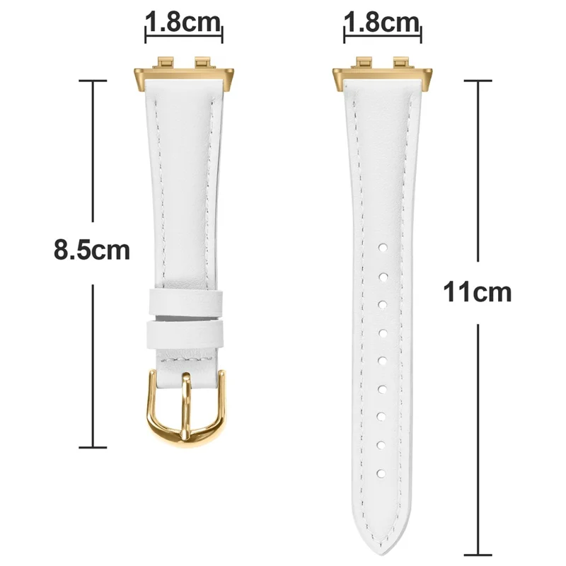 Watch Band for Huawei Band 11 Pro NFC / 11 NFC / 11 Pro / 11 Gold Buckle Slim Leather Strap - White