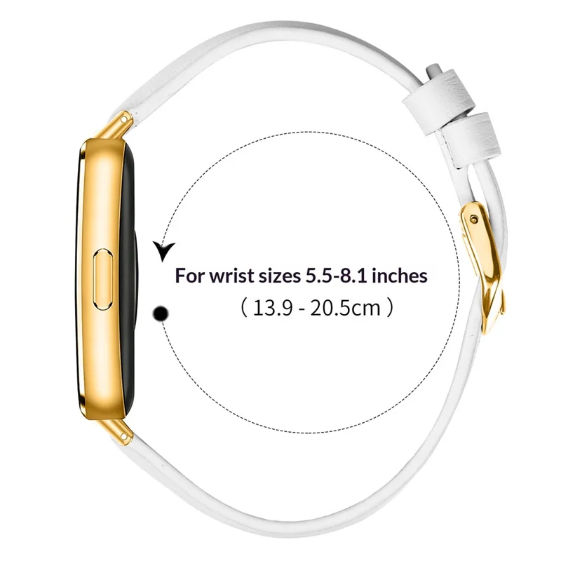 Watch Band for Huawei Band 11 Pro NFC / 11 NFC / 11 Pro / 11 Gold Buckle Slim Leather Strap - White