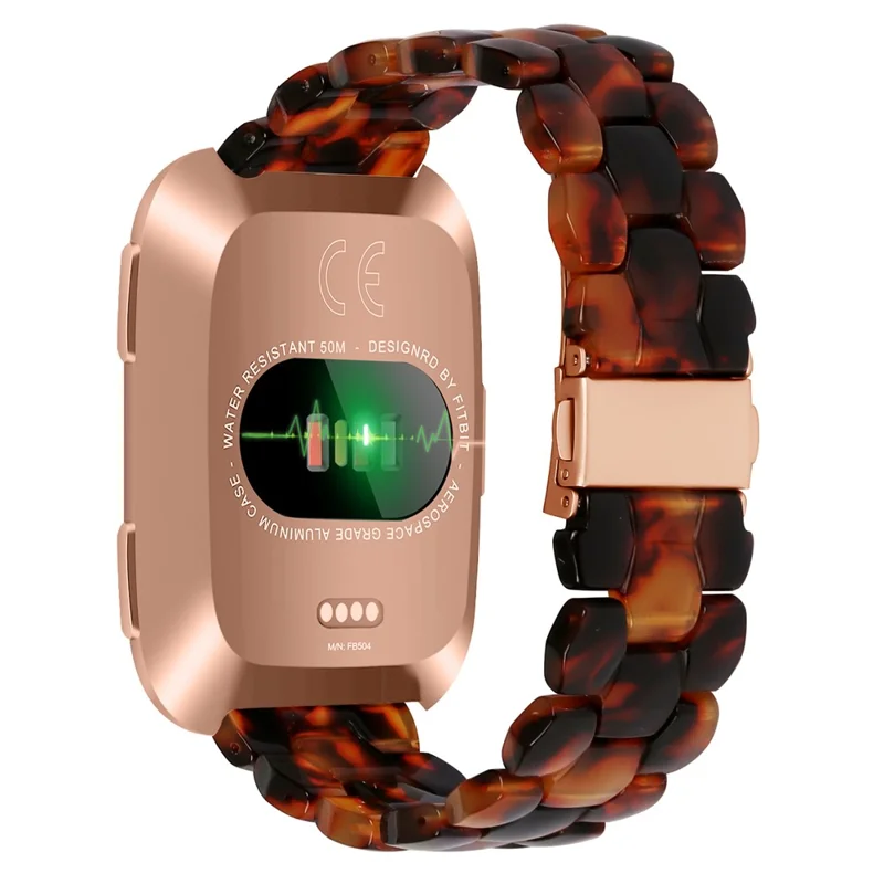 Hexagonal Resin Strap for Fitbit Versa 2 / Versa Lite / Versa Waterproof Watch Band - Tortoiseshell