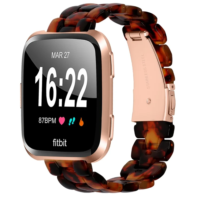 Hexagonal Resin Strap for Fitbit Versa 2 / Versa Lite / Versa Waterproof Watch Band - Tortoiseshell