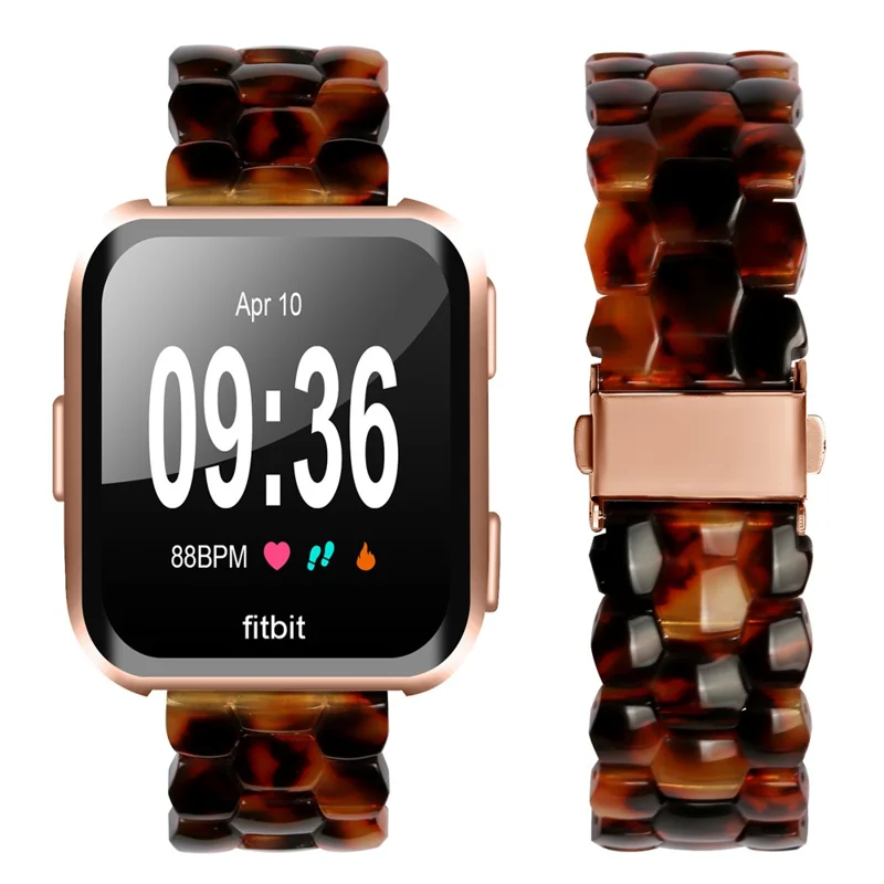 Hexagonal Resin Strap for Fitbit Versa 2 / Versa Lite / Versa Waterproof Watch Band - Tortoiseshell