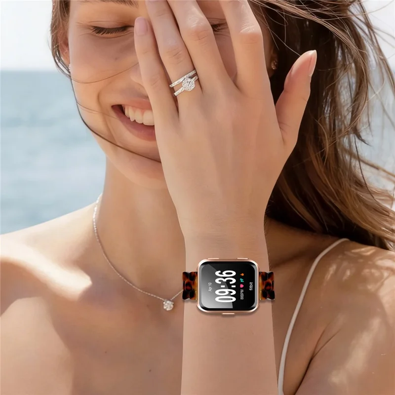 Hexagonal Resin Strap for Fitbit Versa 2 / Versa Lite / Versa Waterproof Watch Band - Tortoiseshell