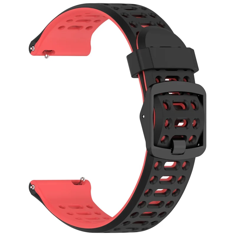For Huawei Watch GT Runner 2 20mm Silicone Strap Dual Color Watch Band Replacement - Black  /  Red