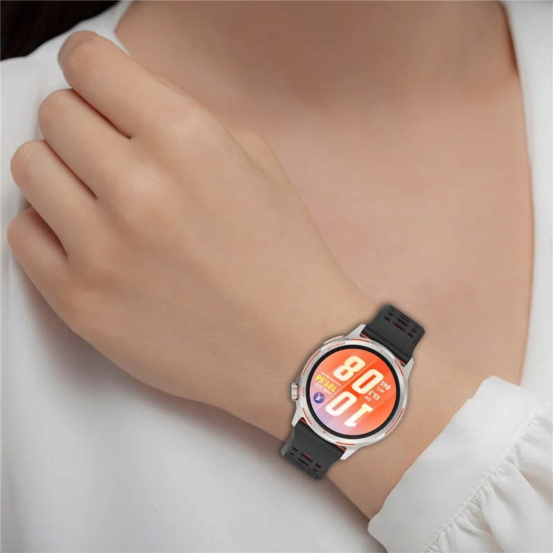 For Huawei Watch GT Runner 2 20mm Silicone Strap Dual Color Watch Band Replacement - Black  /  Red