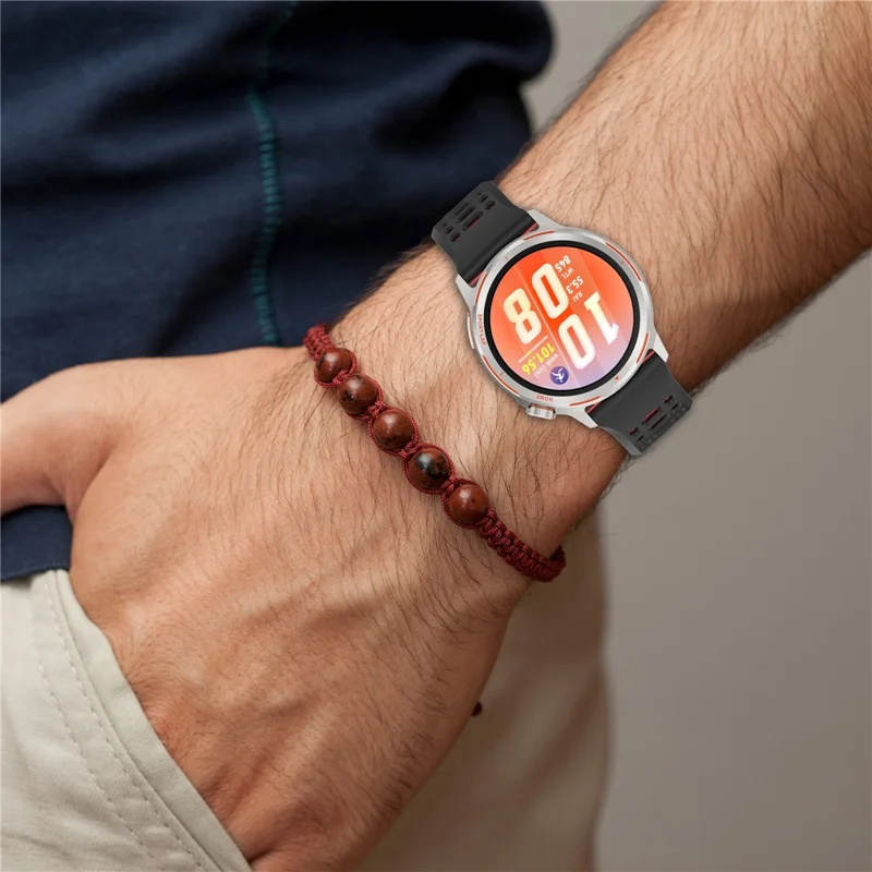 For Huawei Watch GT Runner 2 20mm Silicone Strap Dual Color Watch Band Replacement - Black  /  Red