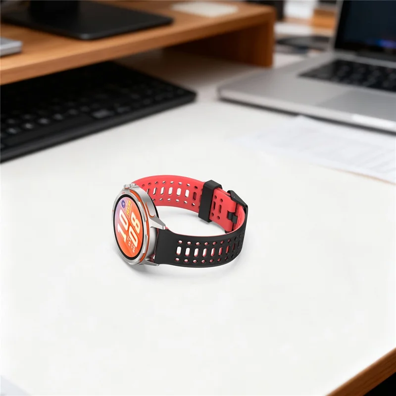 For Huawei Watch GT Runner 2 20mm Silicone Strap Dual Color Watch Band Replacement - Black  /  Red