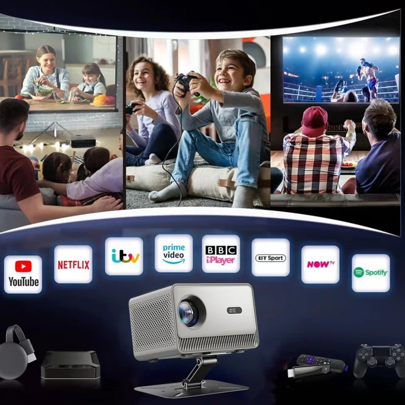 M10 Plus Tragbarer Mini-Projektor 720P HD Android 11 4K-Decodierung WiFi 6 Dualband Heimkino-Projektor – Grau