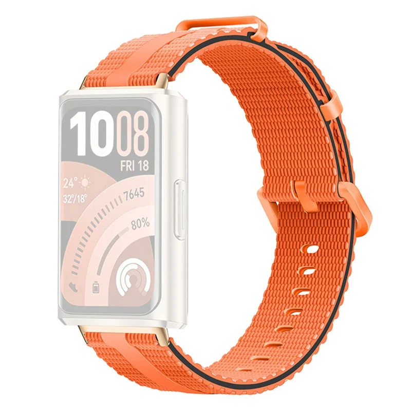 Strap for Huawei Band 11 Pro NFC / 11 NFC / 11 Pro / 11 Silicone Band Linear Texture Sport Wristband - Orange+Black
