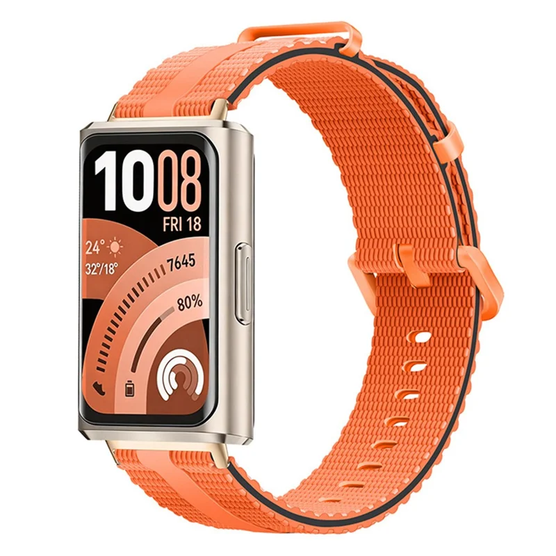 Strap for Huawei Band 11 Pro NFC / 11 NFC / 11 Pro / 11 Silicone Band Linear Texture Sport Wristband - Orange+Black