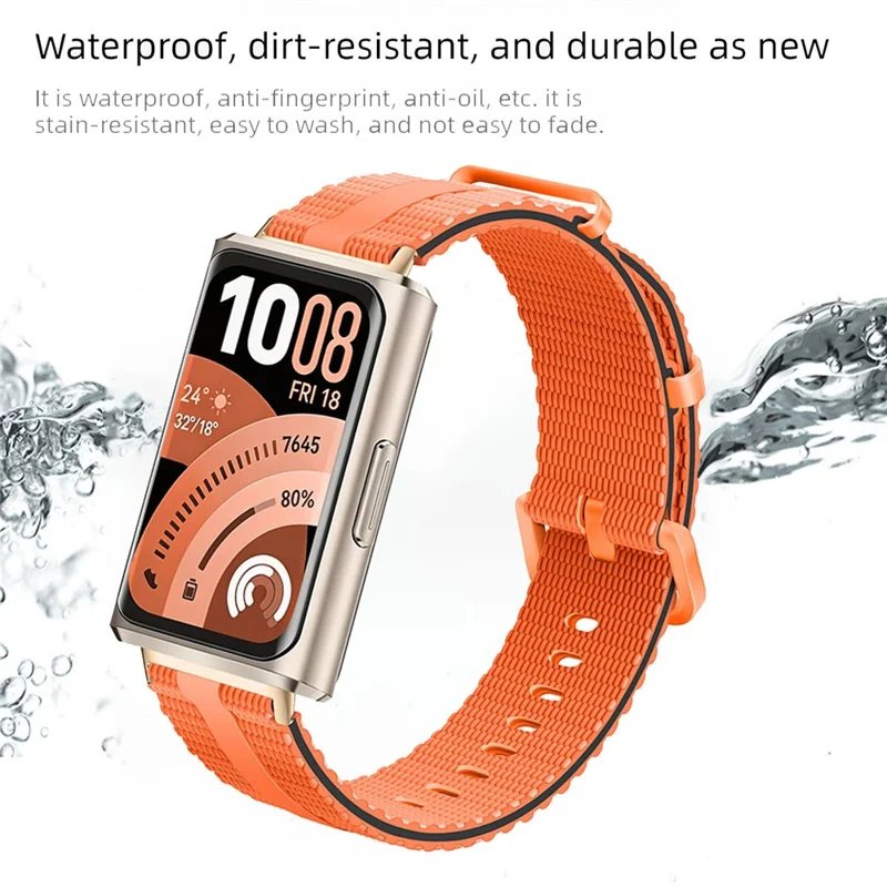 Strap for Huawei Band 11 Pro NFC / 11 NFC / 11 Pro / 11 Silicone Band Linear Texture Sport Wristband - Orange+Black