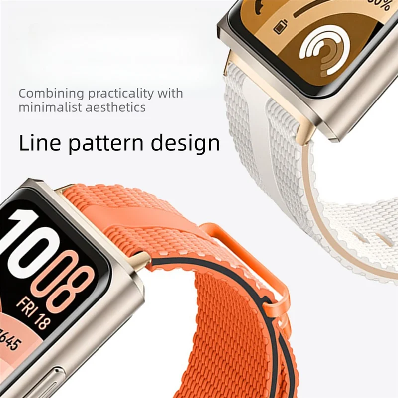 Strap for Huawei Band 11 Pro NFC / 11 NFC / 11 Pro / 11 Silicone Band Linear Texture Sport Wristband - Orange+Black