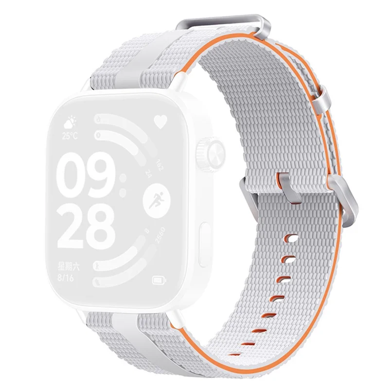Silicone Band for Xiaomi Smart Band 10 Pro / 9 Pro / 8 Pro / Redmi Watch 6 / 5 / 4 Linear Texture Sport Wristband - White+Orange