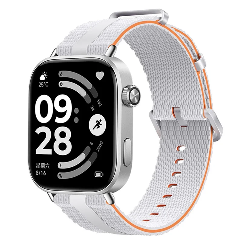 Silicone Band for Xiaomi Smart Band 10 Pro / 9 Pro / 8 Pro / Redmi Watch 6 / 5 / 4 Linear Texture Sport Wristband - White+Orange