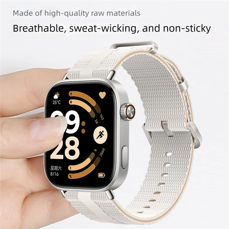 Silicone Band for Xiaomi Smart Band 10 Pro / 9 Pro / 8 Pro / Redmi Watch 6 / 5 / 4 Linear Texture Sport Wristband - White+Orange