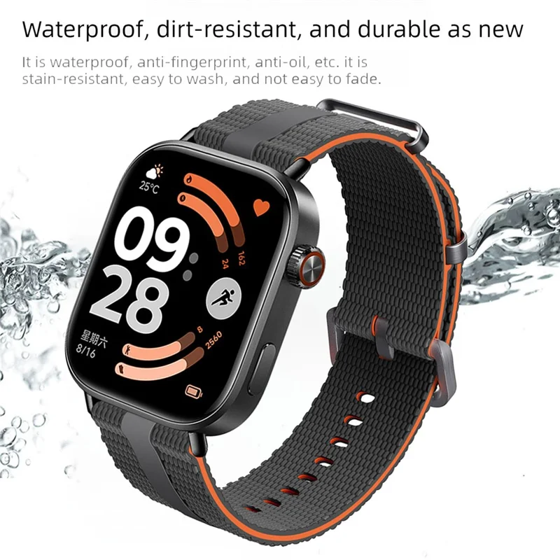 Silicone Band for Xiaomi Smart Band 10 Pro / 9 Pro / 8 Pro / Redmi Watch 6 / 5 / 4 Linear Texture Sport Wristband - White+Orange