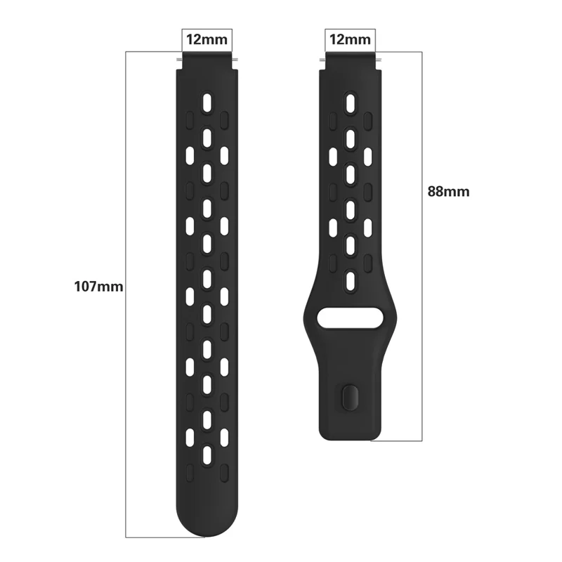 Watch Band for Huawei Band 11 Pro NFC / 11 NFC / 11 Pro / 11 Holes Design Silicone Wrist Strap - Black