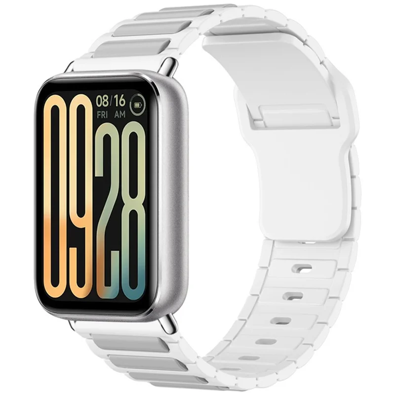 Silicone Strap for Xiaomi Smart Band 10 Pro / 9 Pro / 8 Pro / Redmi Watch 6 / 5 / 4 Textured Sport Band Replacement Wristband - White+Grey