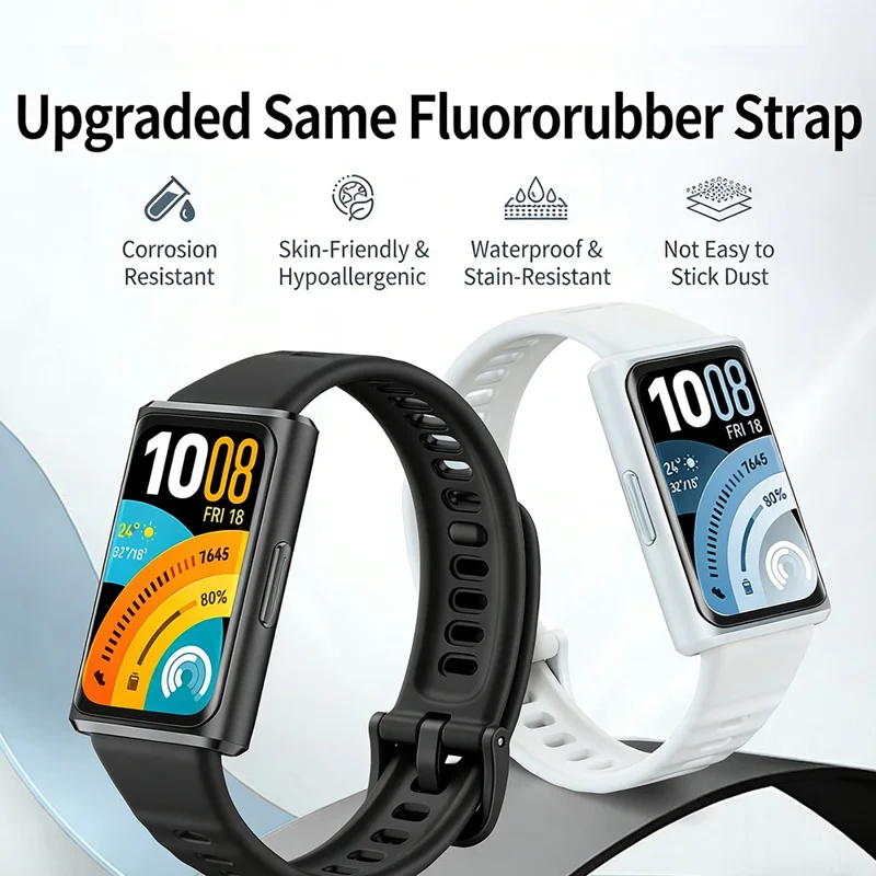 Strap for Huawei Band 11 Pro NFC / 11 NFC / 11 Pro / 11 Quick Release Fluororubber Band with Pin Buckle Replacement Wristband - Wavy Blue