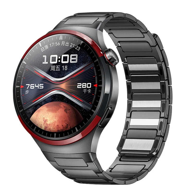 For Huawei Watch 4 Pro Stainless Steel Band Press-Type Magnetic Metal Watch Strap - Titanium Grey