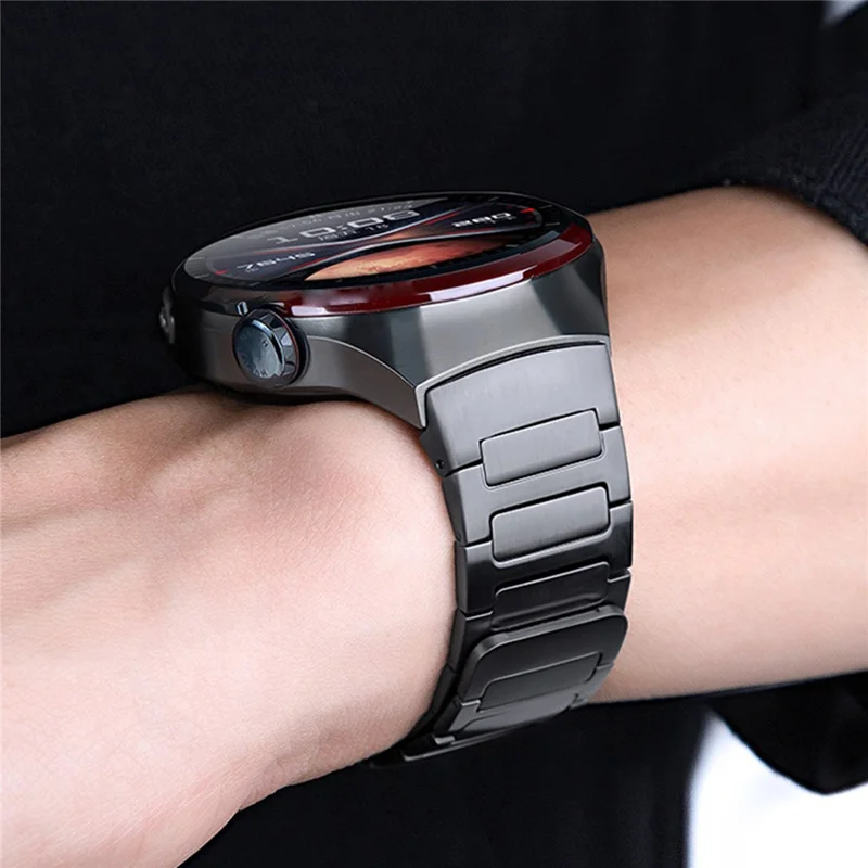 For Huawei Watch 4 Pro Stainless Steel Band Press-Type Magnetic Metal Watch Strap - Titanium Grey