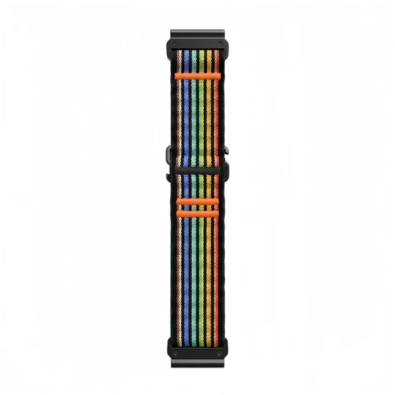 QuickFit 22mm Nylon Strap for Garmin Fenix 7 Pro / 7 / 6 Ocean Wave Texture Breathable Sport Watch Band - Rainbow