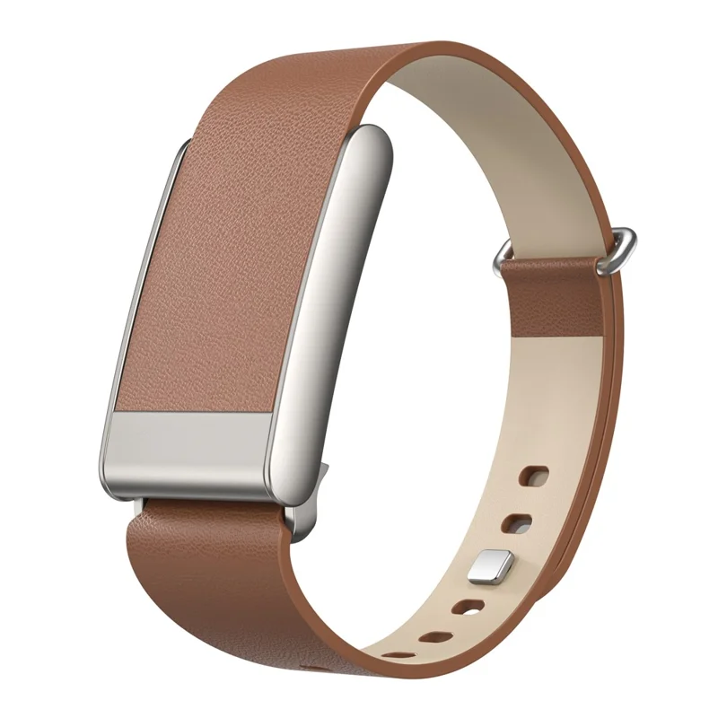 For WHOOP 5.0 Leather Band Stainless Steel Buckle Replacement Watch Strap - Brown / Titanium