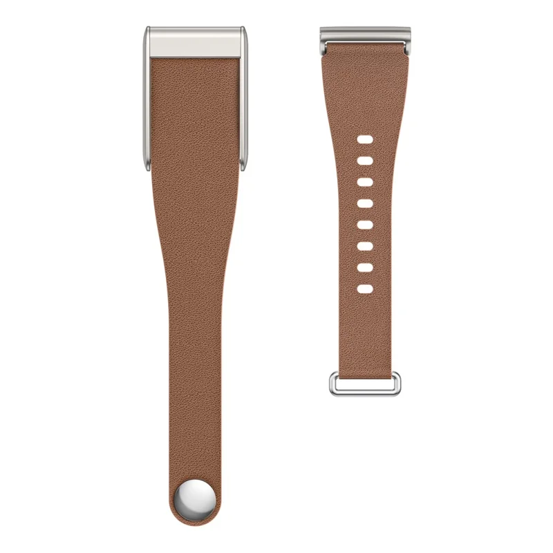 For WHOOP 5.0 Leather Band Stainless Steel Buckle Replacement Watch Strap - Brown / Titanium