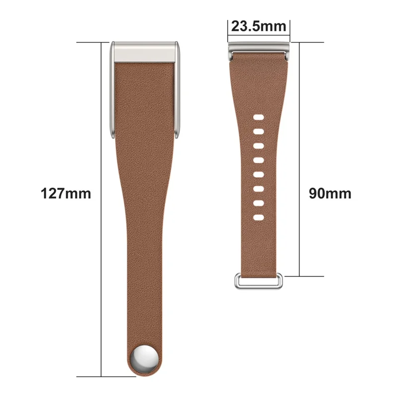 For WHOOP 5.0 Leather Band Stainless Steel Buckle Replacement Watch Strap - Brown / Titanium