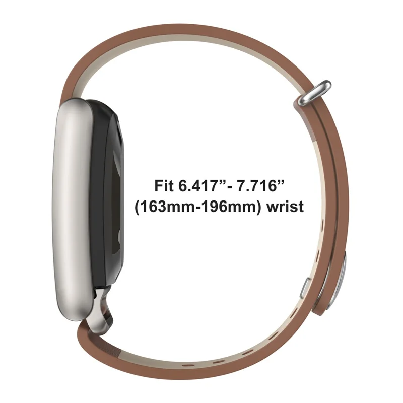 For WHOOP 5.0 Leather Band Stainless Steel Buckle Replacement Watch Strap - Brown / Titanium