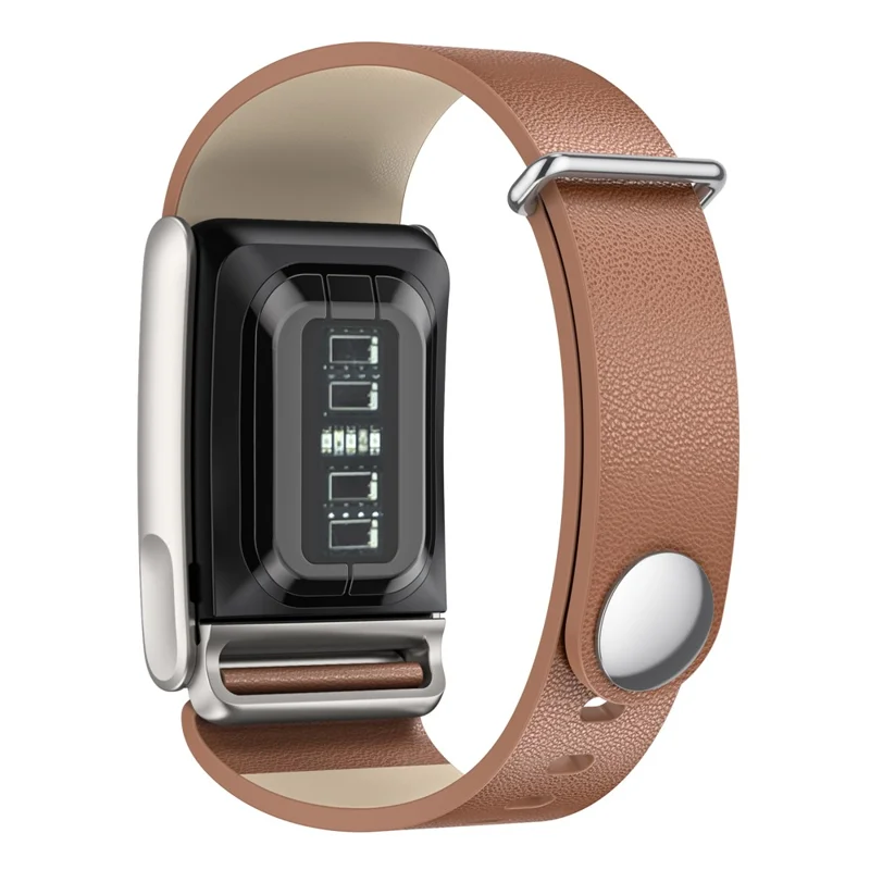 For WHOOP 5.0 LIFE MG Leather Band Stainless Steel Buckle Replacement Watch Strap - Brown / Titanium