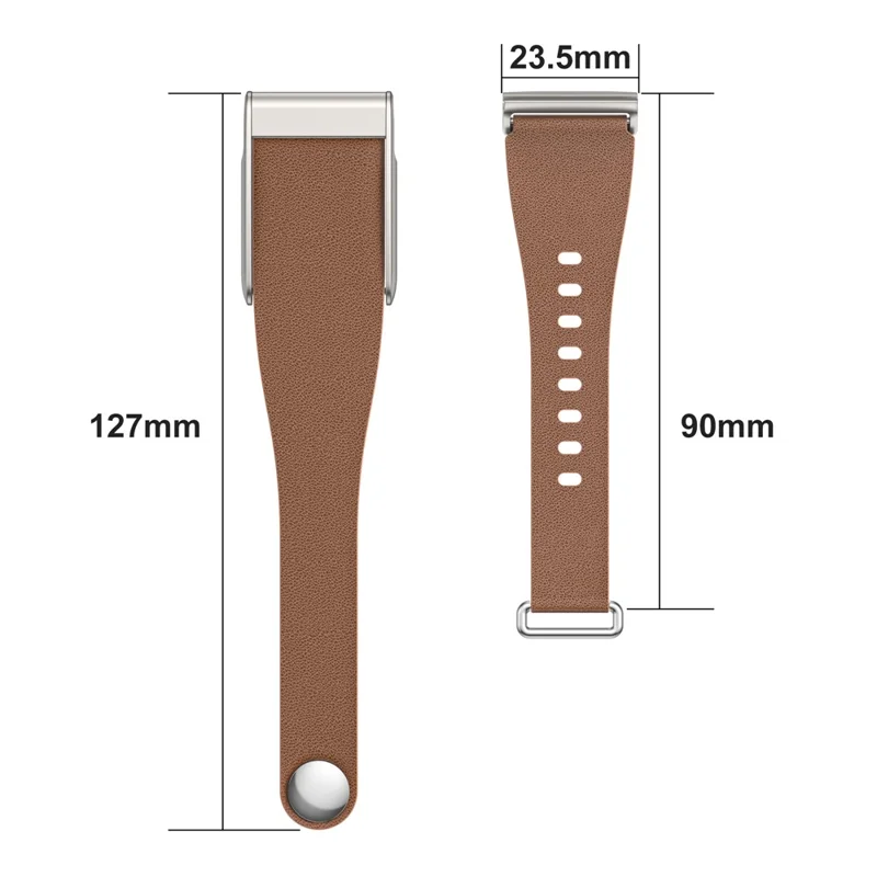 For WHOOP 5.0 LIFE MG Leather Band Stainless Steel Buckle Replacement Watch Strap - Brown / Titanium