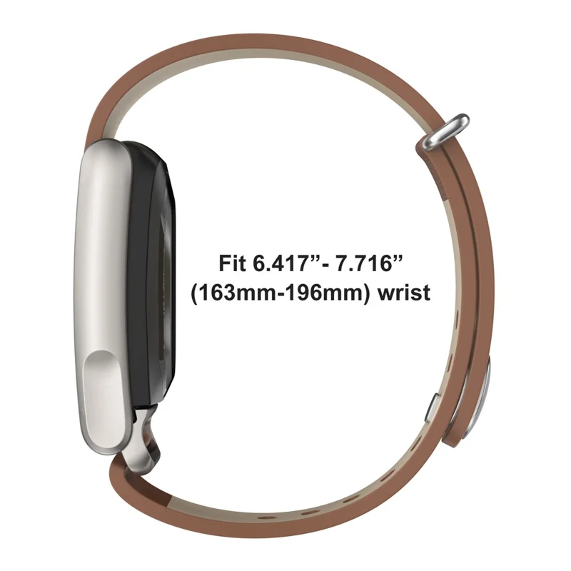 For WHOOP 5.0 LIFE MG Leather Band Stainless Steel Buckle Replacement Watch Strap - Brown / Titanium