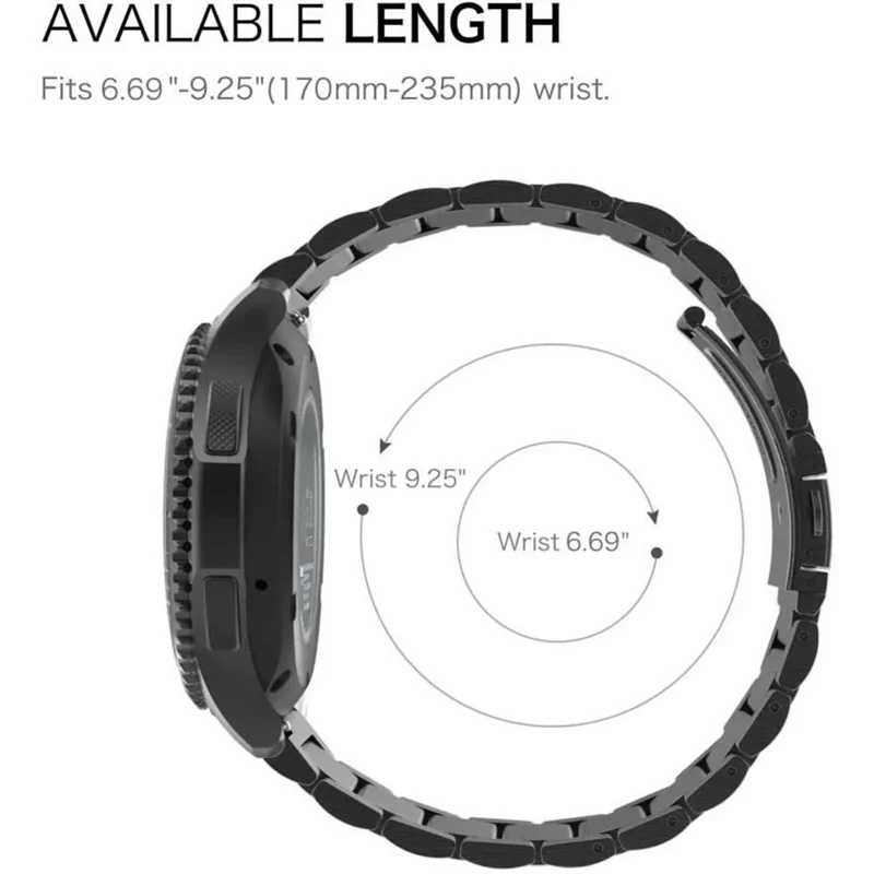 For Realme Watch 5 3-Bead Stainless Steel Band + PC Watch Case with Tempered Glass Screen Protector - Black