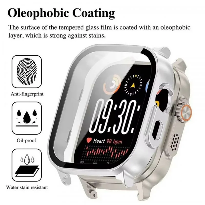 For Realme Watch 5 3-Bead Stainless Steel Band + PC Watch Case with Tempered Glass Screen Protector - Black