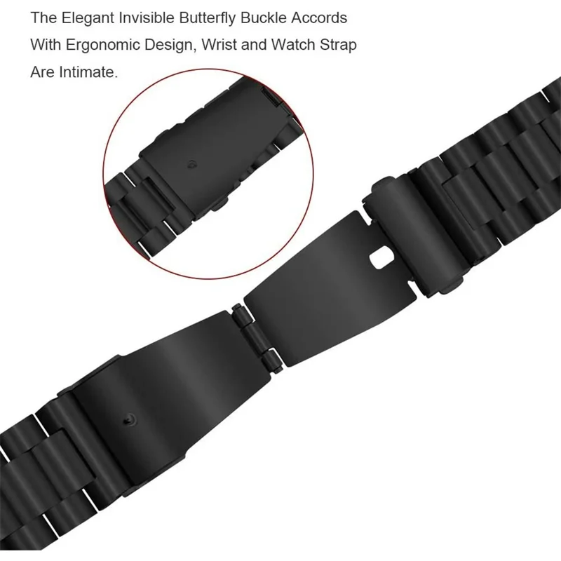 For Huami Amazfit Active Max 3-Bead Stainless Steel Strap with TPU Full Cover Watch Case - Black