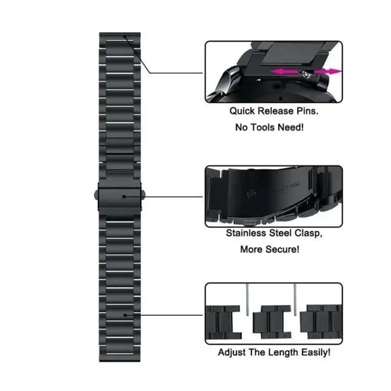 For Huami Amazfit Bip 5 Unity A2324 3-Bead Stainless Steel Strap with TPU Full Cover Watch Case and Removal Tool - Black