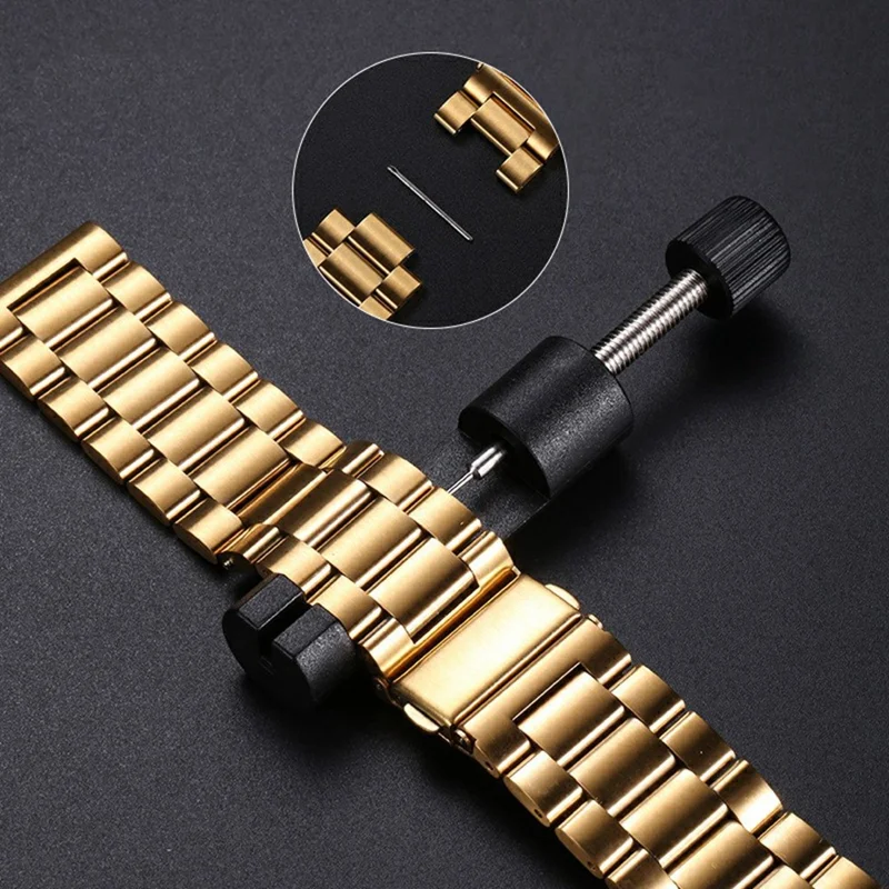 For Huami Amazfit Bip 5 Unity A2324 3-Bead Stainless Steel Strap with TPU Full Cover Watch Case and Removal Tool - Black
