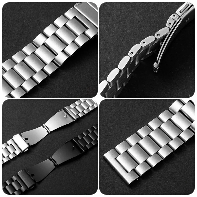 For Huami Amazfit Bip 5 Unity A2324 3-Bead Stainless Steel Strap with TPU Full Cover Watch Case and Removal Tool - Black