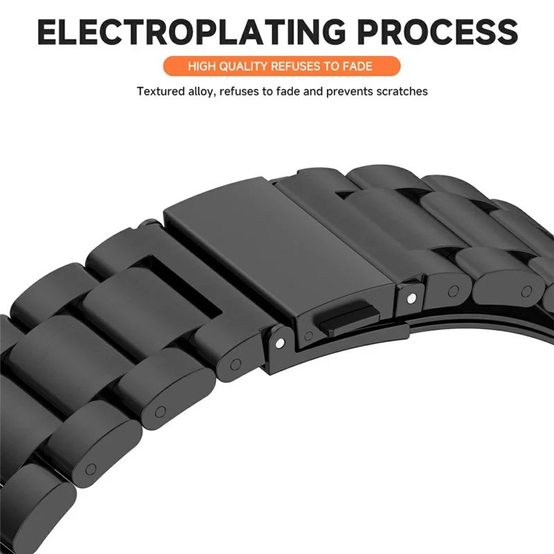 For Samsung Galaxy Watch7 44mm 3-Bead Stainless Steel Band + Full Cover PC Watch Case with Removal Tool - Silver