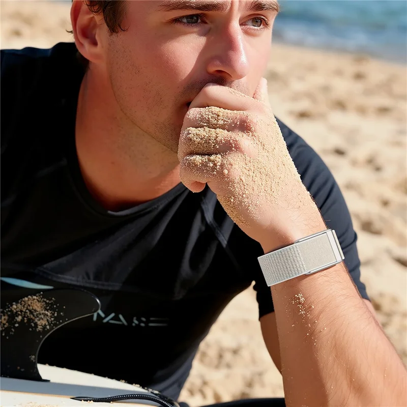 For WHOOP 5.0 Breathable Nylon Loop Band Magic Tape Adjustable Sports Watch Strap - Starlight