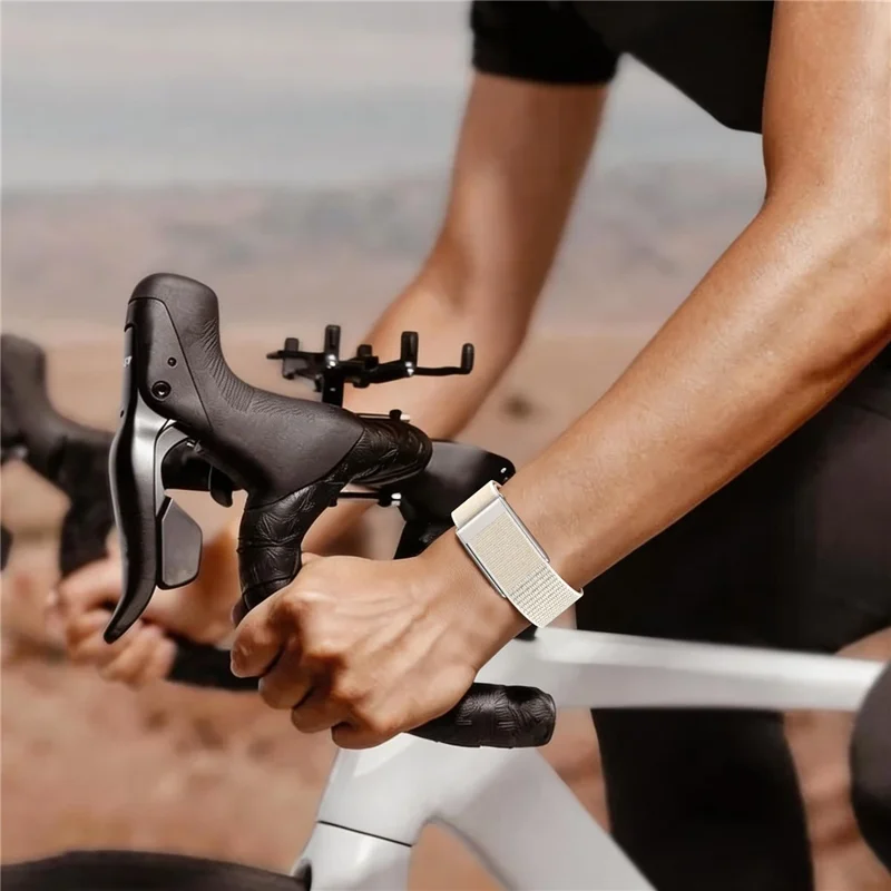 For WHOOP 5.0 LIFE MG Breathable Nylon Loop Band Magic Tape Adjustable Sports Watch Strap - Starlight