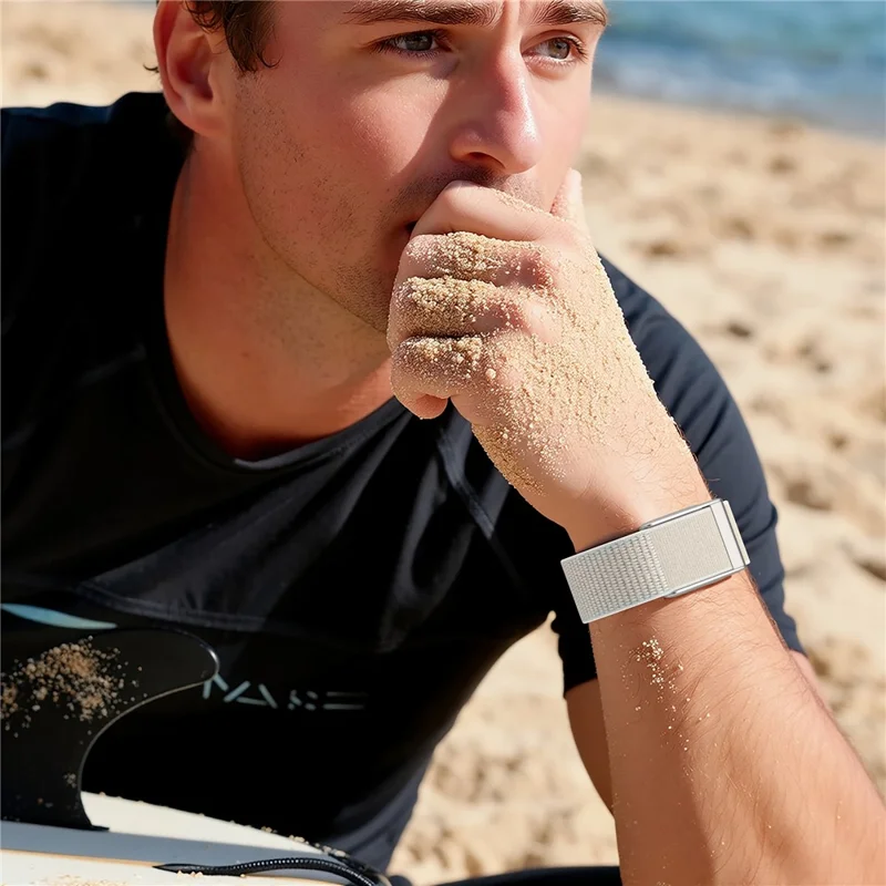For WHOOP 5.0 LIFE MG Breathable Nylon Loop Band Magic Tape Adjustable Sports Watch Strap - Starlight